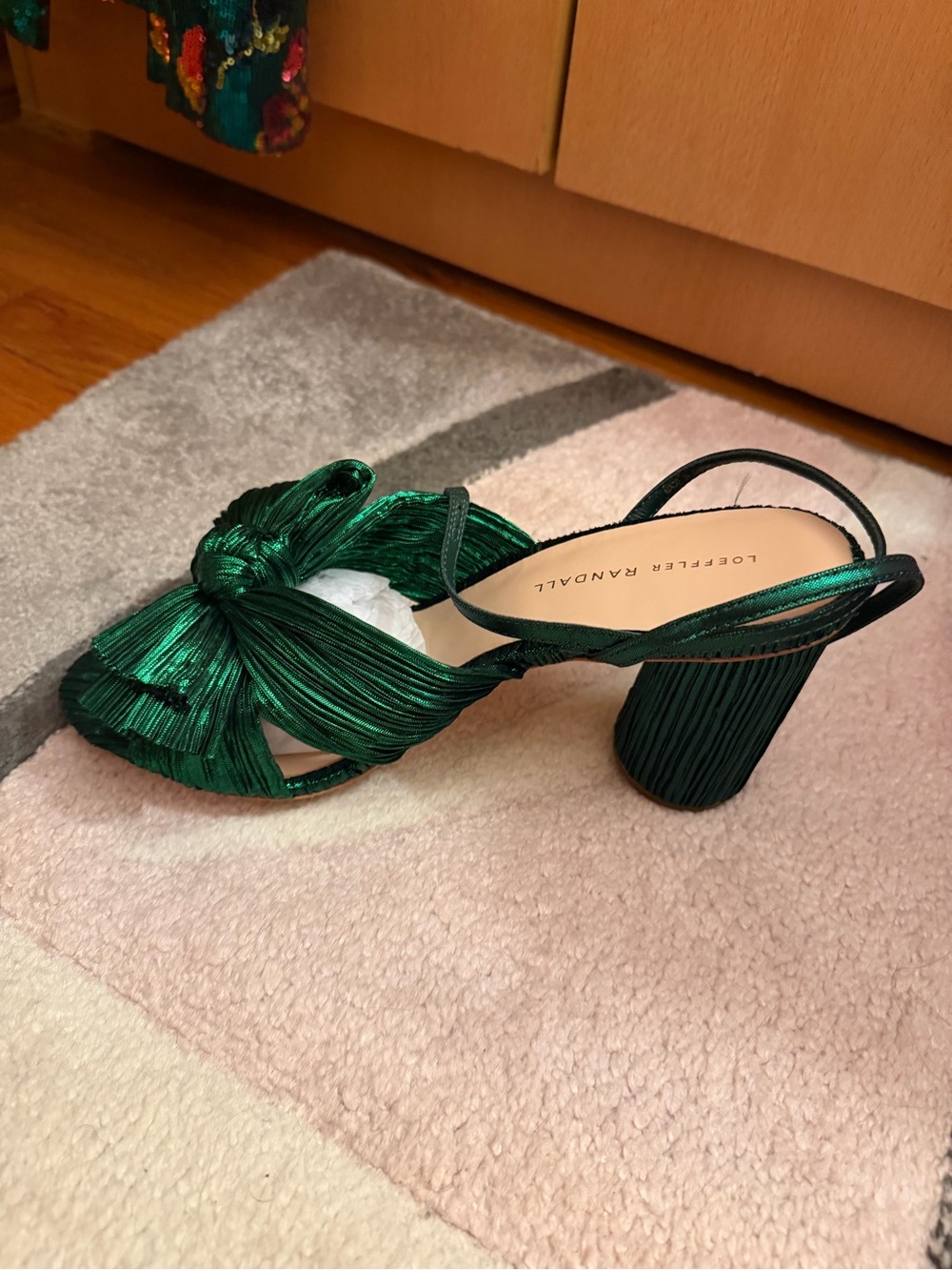 Loeffler Randall Emerald Green Pleated Knot Slingback Heel
